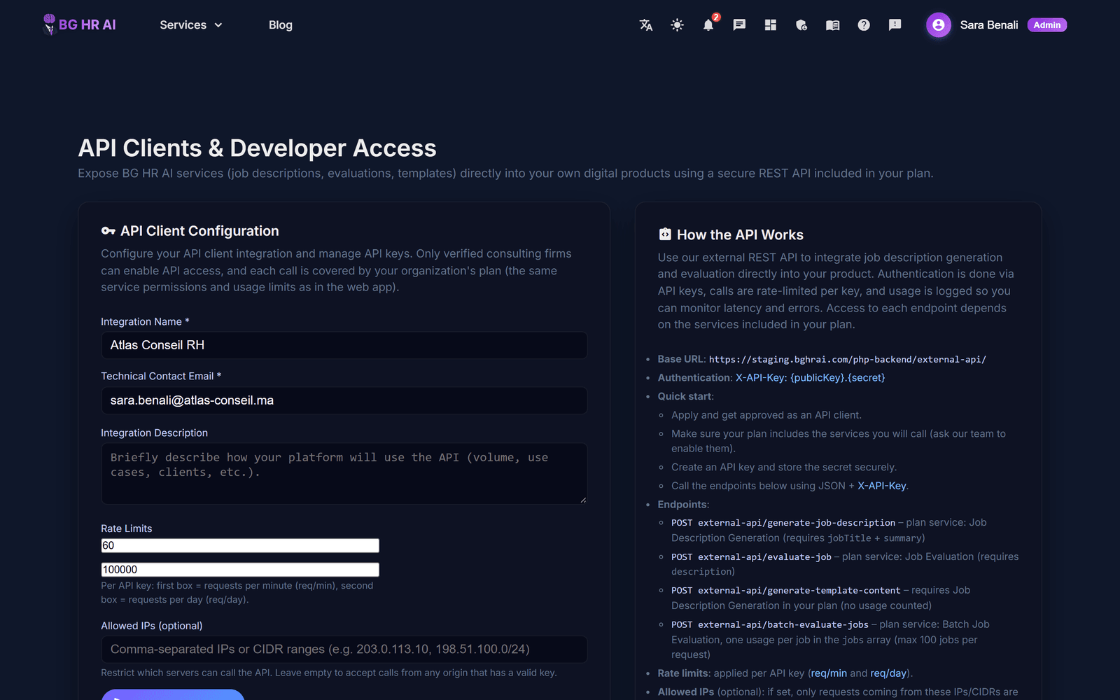 Ouvrez les clients API