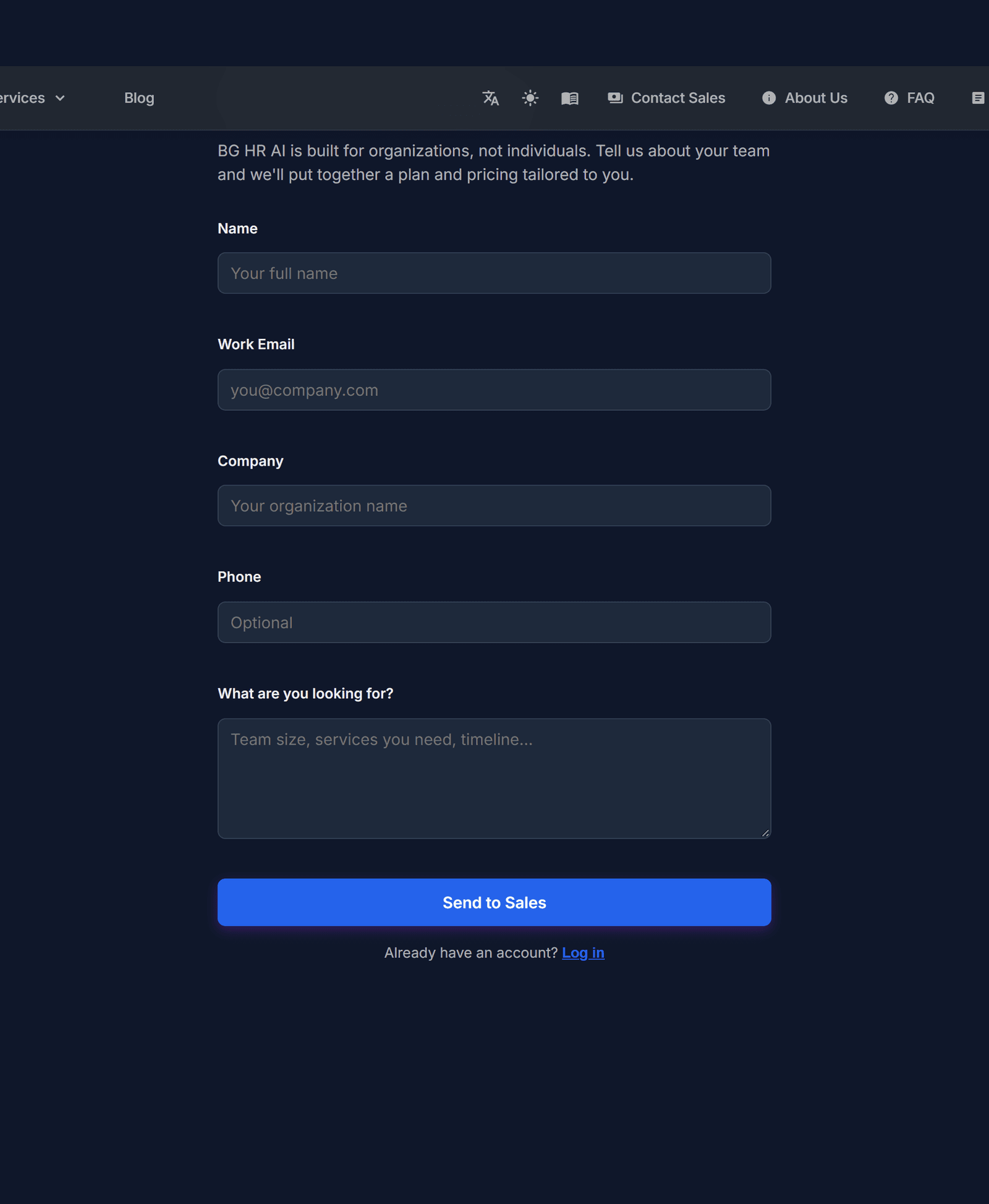 Ouvrez « Contacter les ventes »