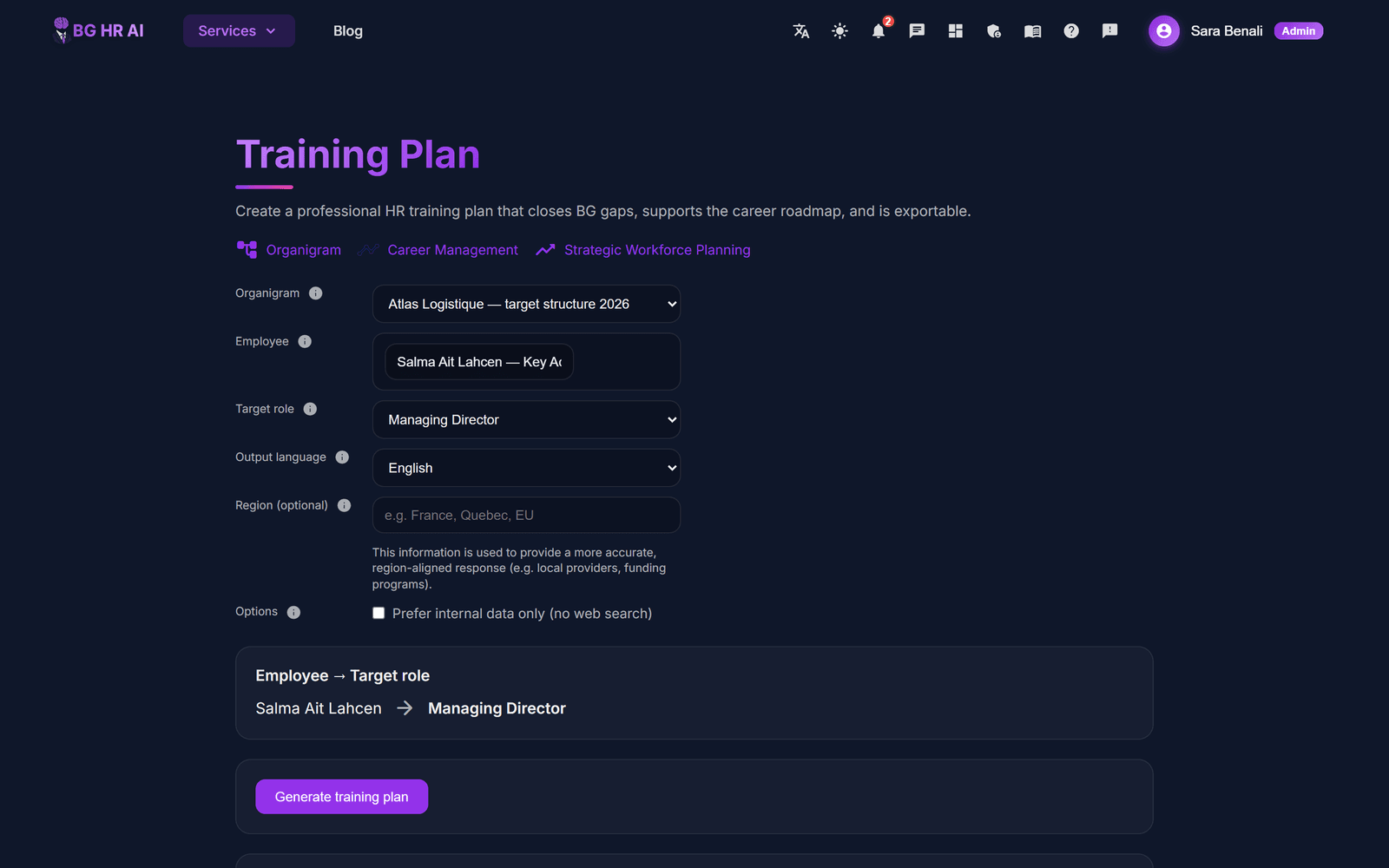 Ouvrez le plan de formation